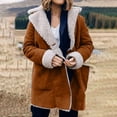 thumbnail image 2 of YDFCWXW Winter Fleece Lined Jackets for Women Trendy Warm Sherpa Suede Pea Coats Soft Thick Outdoor Outerwear with Pockets Coffee, XL, 2 of 6