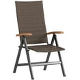 thumbnail image 1 of Outsunny Folding Dining Chair, Wicker Patio Chair with 5 Reclining Back, 1 of 9
