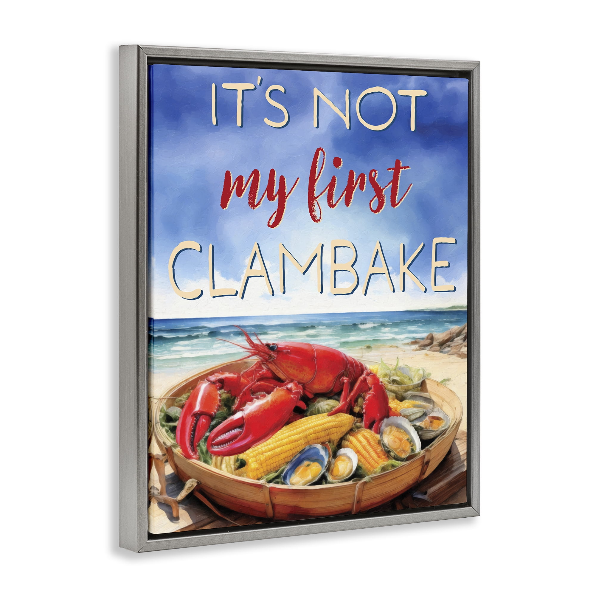 Stupell Industries Not My First Clambake Gray Framed Floater Canvas Wall Art, design by Grotto Studios