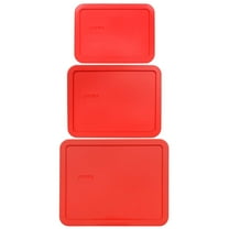 Pyrex Replacement Lid Red Trio, Sizes 7212-PC, 7211-PC, and 7210-PC