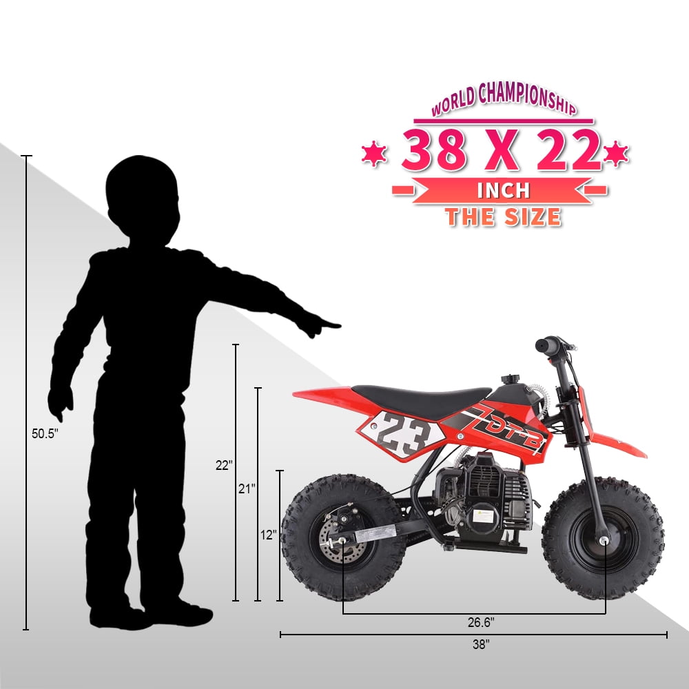 HOVERHEART Mini Kid Dirt Bike, Motorcycle Dimensions 38''L x 22''W x 26''H, 50 CC 2-Stroke Dirt Bike With Off-Road Tire, W/ EPA Approved Gas Powered Engine for Kids over Age 8 (Model: DB02)