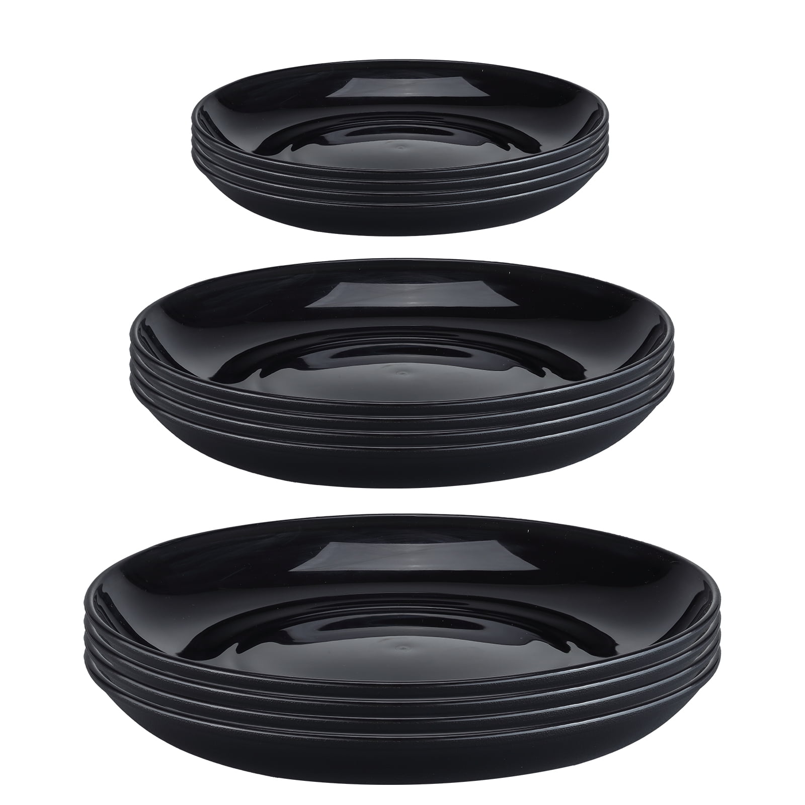 Bestdin 12 Pack Dinner Plates Set Black Dinnerware, Reuseable BPAFree