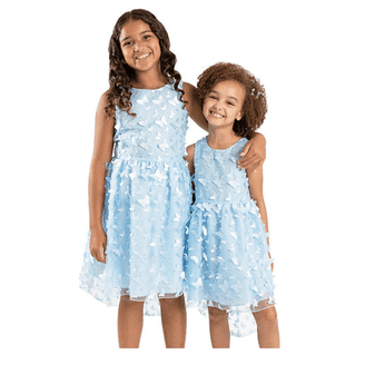 Rare Editions Girls Chiffon Ruffled Sleeve Lined Skirt Dress