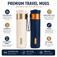 thumbnail image 2 of Contigo Stainless Steel Water Bottles 24 oz, Leakproof Insulated, SnapSeal & Dual Sip Lid, 2-Pack (Oatmilk/Champagne & Abyss Blue/Bronze), 2 of 11