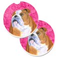 thumbnail image 1 of Ensemble de 2 Porte-Gobelets sous-Verres de Voiture Bouledogue Anglais Rose, 1 of 1