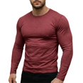 thumbnail image 3 of Men's Crew Neck Long Sleeve T-Shirt, Soft Stretch Casual Pullover Tee, Basic All Season Layering Essential for Fall Winter, Streetwear and Daily Wear Wine M, 3 of 9