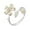 Yellow, variant on Chic Cherry Blossom Flower Ring for Women Pink Crystal CZ Floral Statement Rings Flower Leaf Wrap Finger Ring Adjustable Open Band Rings
