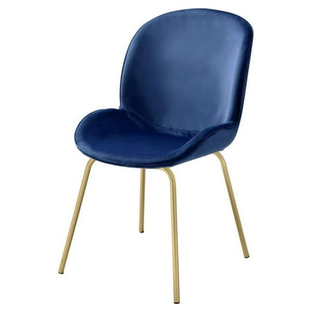 UPC: 0192551660120 | Side Chair with Fabric and Bucket Design  Set of 2  Blue and Gold- Saltoro Sherpi
