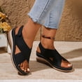 thumbnail image 6 of Avtoify Summer Women's Wedges Shoes Women Fashionable Casual Comfortable Plus Size Solid Color Strap Round Toe Open Toe, 6 of 10