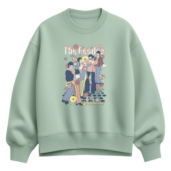 The Beatles - Beatles Yellow - Ladies Oversized Fleece Crew Sweatshirt Sweatshirt
