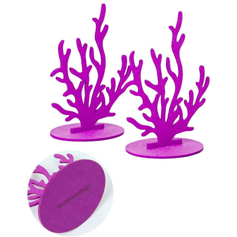 2Pcs Mermaid Party Decoration DIY Felt Table Centerpiece Under The Sea Baby  Shower Little Mermaid Girl Birthday Party Supplies (Purple Coral)