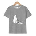 thumbnail image 4 of CAUYDY Toddler Baby Girls Halloween T-Shirt Ghost Pumpkin Graphic Shirt Kids Cute Funny Spooky Season Short Sleeve Tees Top(A02-Grey,10-12 Y), 4 of 4