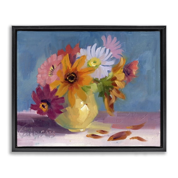 Stupell Industries Modern Vivid Mums Black Floating Frame Canvas Art, 21 x 17, by Bley Hack