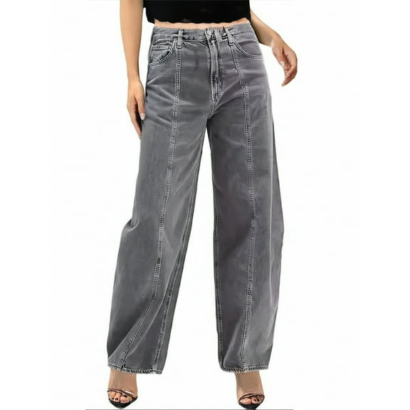 HXWCHs Women's Jeans Women's High Waisted Flare Denim Pants Stretchy Comfortable Bootcut Trousers for Everyday Casual Wear Gray S