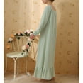 thumbnail image 2 of SWSMCLT Women's Long Sleeve Nightgown Sleeping Lightweight Pjs Cotton Pajamas Soft Vintage Long Princess Spandex Light Green X-Large, 2 of 4