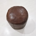 thumbnail image 3 of Round Shaped Goat Leather Handmade Eco-Friendly Brown Pouf - Round Shape Pouf, 16" x 16" x 16", Plain Solid Pouf, Goat Leather Pouf, Recycled Cotton Fill Stuffed Pouf, Leather Seating Pouf, 3 of 7
