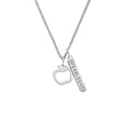 thumbnail image 2 of Delight Jewelry Silvertone Apple Outline Silvertone Fearless Bar Charm Necklace, 23", 2 of 4