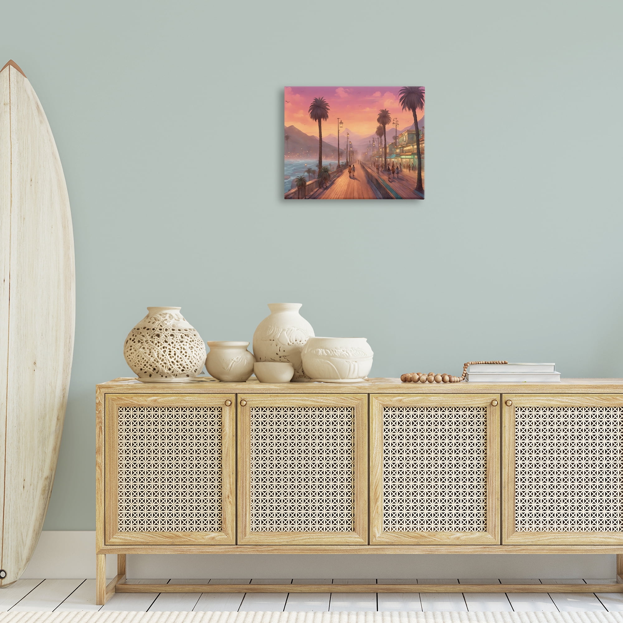 Stupell Industries Busy Tropical Boardwalk Landscape & Nature Painting Wrapped Canvas Art Print Wall Art, 20 x 16