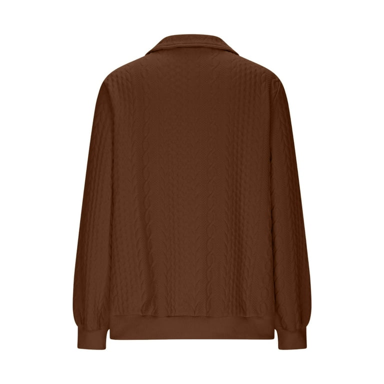 Quarter Zip Sweater Womens Cable Knit Long Sleeve Ring Zipper