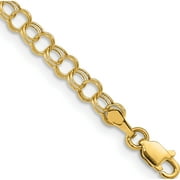 10K Yellow Gold Hollow Double Link Charm Bracelet (Width 4) (Length 5.5) - Jbsp