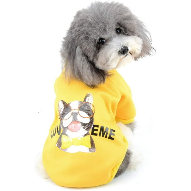 Abrigo de invierno para perros pequeños, suéter de algodón, sudadera acolchada, abrigo para cachorros, perro, gato, Yorkshire, Chihuahua, amarillo S