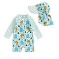 thumbnail image 6 of SGMVNU Baby Boys 1 Piece Swimsuit with Swim Cap Cartoon Print Swimwear for Summer Front Zipper Long Sleeve Swim Suit Green Size 0-3 Months, 6 of 6