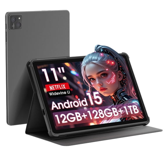 2026 Latest 11 inch Android 15 Tablet with Octa-core Processor,12GB RAM 128GB ROM(1TB Expandtion),8000mAh Battery,Widevine L1 Certified,WiFi 6&BT5.0, Support GMS,Case Included,Gray
