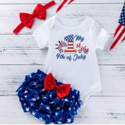 LAURENZA'S Baby Girls My First Fourth of July Patriotic Outfit Three Piece Set 9M