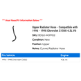 thumbnail image 2 of Upper Radiator Hose - Compatible with 1996 - 1998 Chevy C1500 4.3L V6 1997, 2 of 2