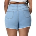 thumbnail image 5 of Gocolloa Women Plus Size Jean Shorts Stretchy High Waisted Frayed Raw Hem Denim Shorts White Blue 20W, 5 of 7