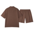 thumbnail image 3 of Yaoyar Men's Ribbed Shirt and Shorts Set, Short Sleeve, Drawstring Waist, Casual Summer Outfit, 3 of 6