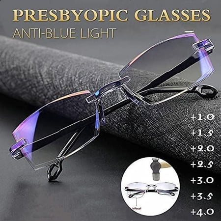 DEFNES (Mother s Day) Sapphire High Hardness Anti-Blue Progressive Far And Near Dual-Use Reading Glasses for Men Women (+3.50/ (65-70)