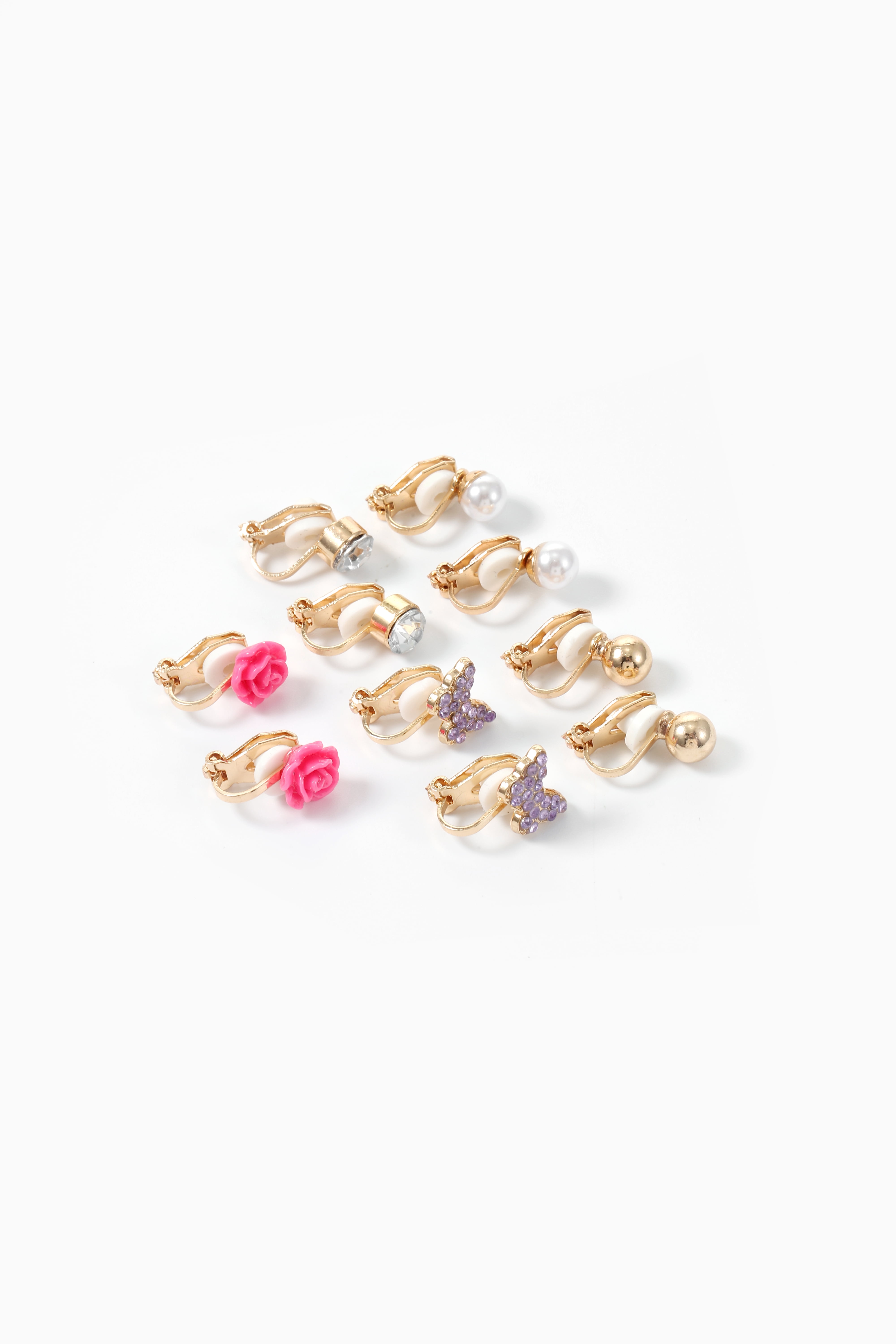Wonder Nation Goldtone Clip-on Earrings, Girls, 5 Pairs