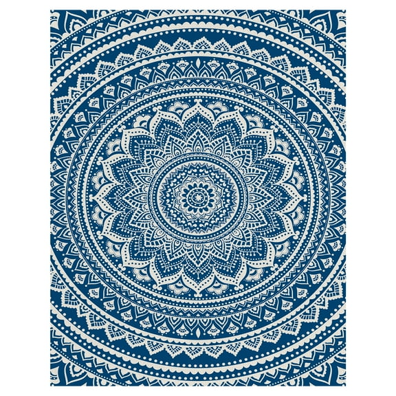 Masterpiece Art Gallery Medallion In Blue By Belle Maison Canvas Art Print 22" x 28"