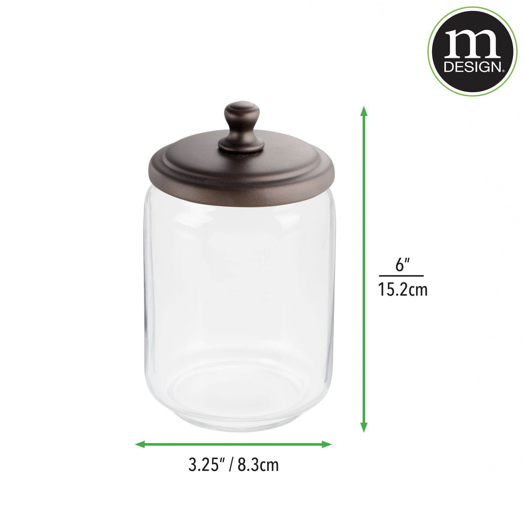 Mdesign Small Round Glass Apothecary Storage Canister Jars, 3 Pack,  Clear/chrome : Target