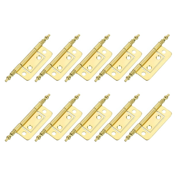 10 Pcs Bisagra No Mortaja de Metal, Bisagras para Puertas de Gabinete para Hardware de Muebles, Ventana de Closet, Dorado