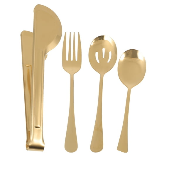 TEHAUX Serving Spoons Forks Set Golden 4Pcs 9.4x2x1.6in