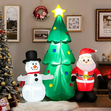 Costway 6 FT Christmas Inflatables Giant Santa Claus Snowman Xmas Tree ...