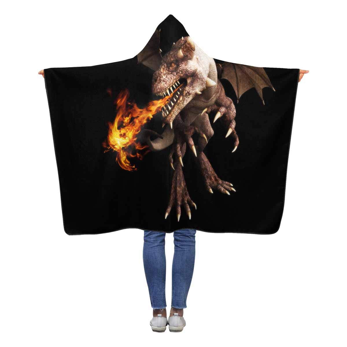 ASHLEIGH Fire Dragon Black Hooded Blanket 50x60 inches Kids Girls Boys