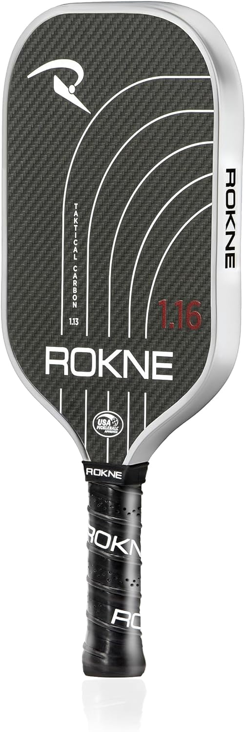 Rokne Taktical 3K Raw Carbon Fiber Pickleball Paddle Thermoformed Foam Lined Racket Edge, 16mm
