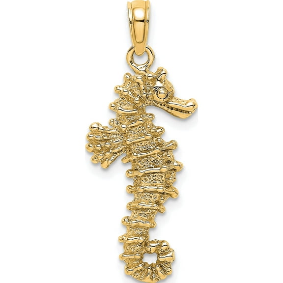 14K Yellow Gold 3D Seahorse Pendant (30 X 11) Made In United States k2983