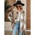 thumbnail image 4 of Chaqueta de Franela A Cuadros con Botones, Estilo Casual, Larga, con Bolsillos, Ideal para Otoño. Caqui L, 4 of 8