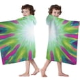 thumbnail image 4 of Colorful Tie Dye Burst Pattern Hooded Bath Towel，50"x30" for Ages 3 To 12 Kids, Quick Dry Lightweight Soft Microfiber Hood Beach Towel Cover Up for Kids, 4 of 7