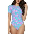 thumbnail image 1 of Balery Purple Dragon Scales Body de cuello redondo de manga corta para mujer Tops de manga corta Tops básicos-Medium, 1 of 7