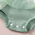 thumbnail image 4 of Sopiago Baby Girl Summer Romper Dress Fly Sleeve Flower Embroidery Mesh Tulle Dresses Hem Ribbed Bodysuit Green,12-18 Months, 4 of 4