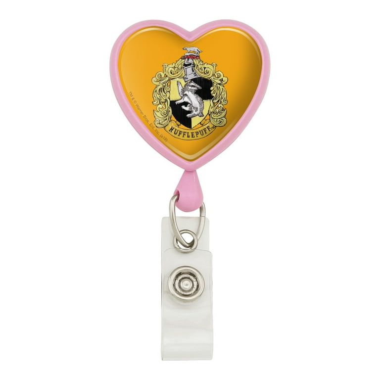 Harry Potter Hufflepuff Painted Crest Heart Lanyard Retractable Reel Badge  ID Card Holder 