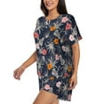 thumbnail image 2 of Bixox Women's Hawaiian Style Printed Pajama Set 2 Piece Lounge Set Top and Shorts Soft Pajamas, Shorts with Pockets, 2 of 7