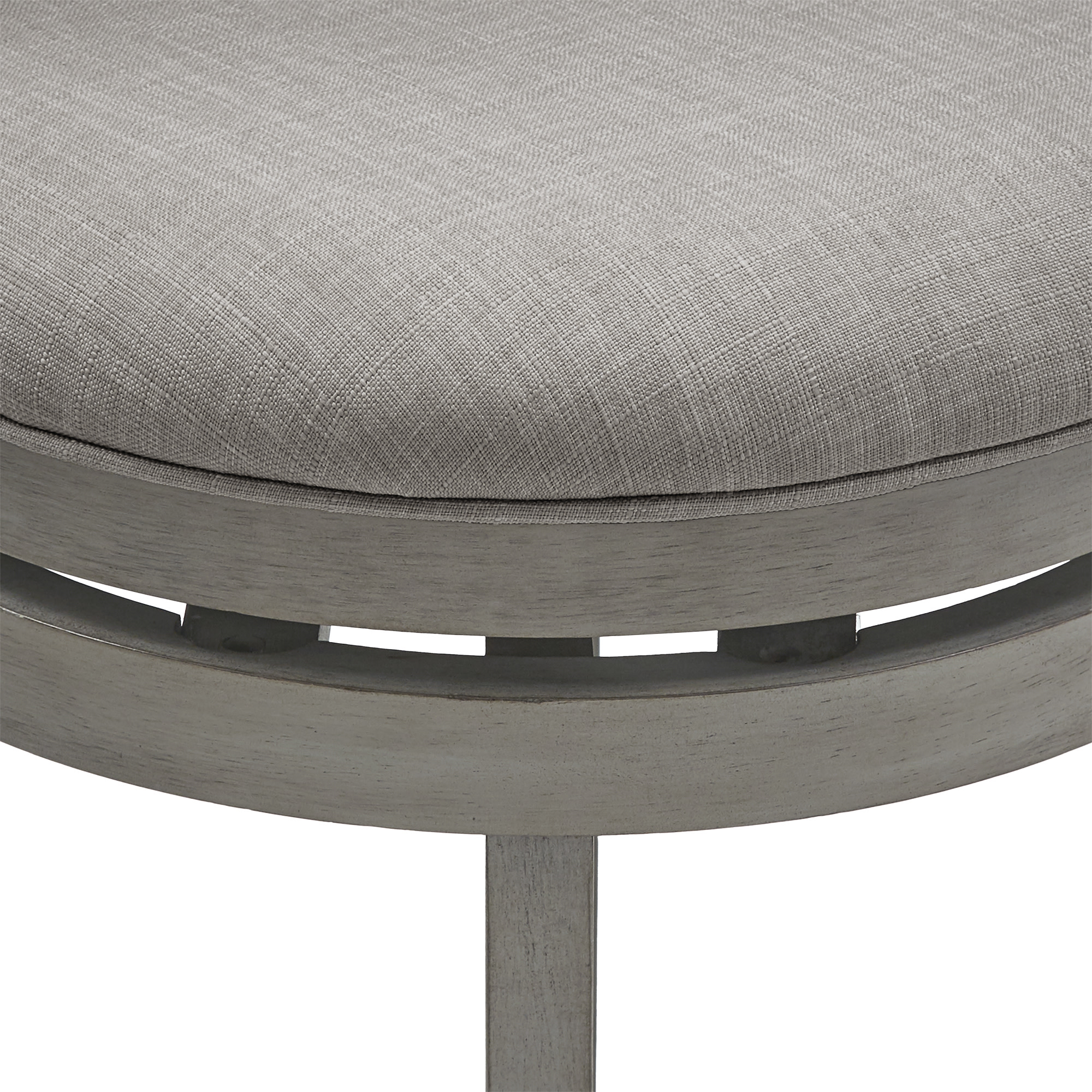 Weston Home Haas Slat Back Swivel Bar Stool, Antique Grey Finish/ Beige Linen Fabric