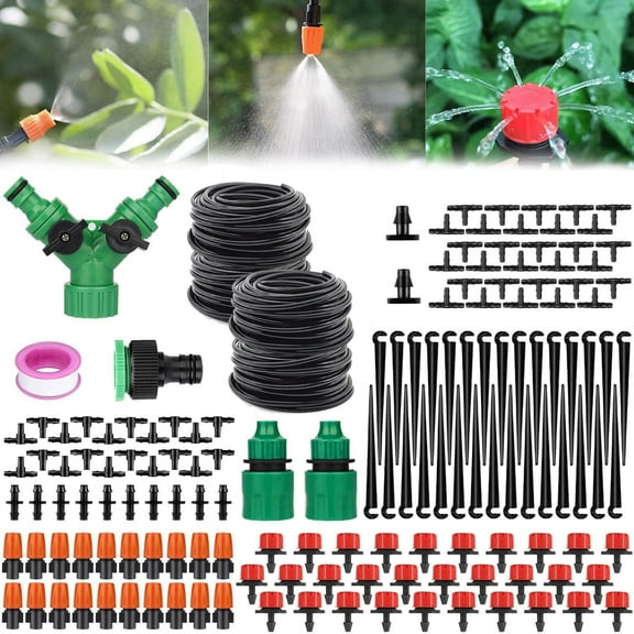 Garden Automatic Irrigation System, Blank Distribution Tubing Watering Drip Kit, 65FT 149 Pack Drip Irrigation Kit, Automatic Irrigation Equipment for Garden, Patio, Greenhouse, Flower Bed, Lawn