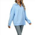 thumbnail image 1 of Camisetas para Mujer, de Larga, con Banda en la Parte Inferior, Informales, de Negocios, con Cuello en V Azul S, 1 of 10